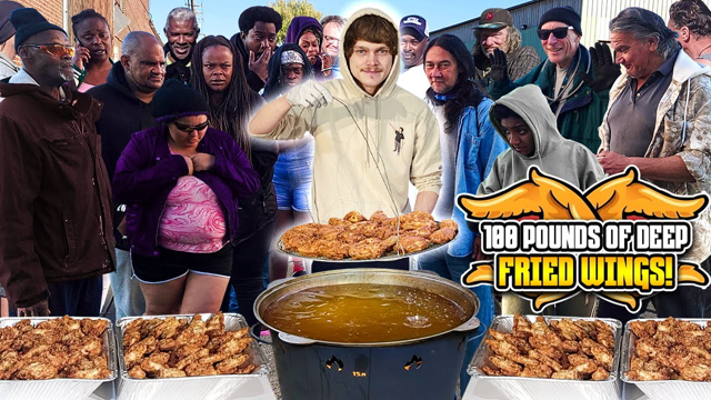 Deep Frying 100 Pounds Of Wings For The Homeless!