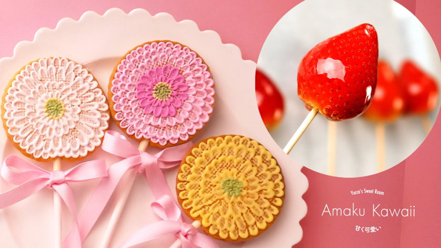 🍓lollipop cookies & Strawberry Candy #cookiedecorating |Amaku Kawaii 甘く可愛い