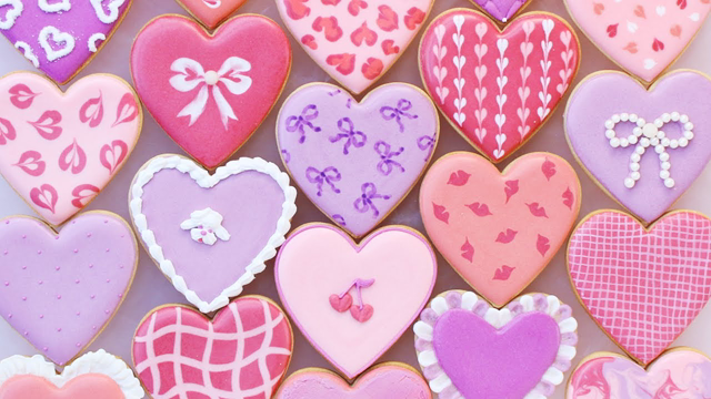 The most satisfying cookie decorating|royal icing heart cookies